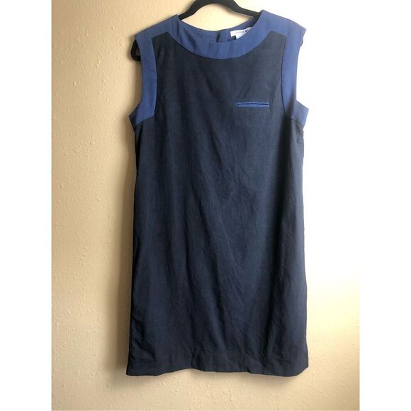 Lacoste black and blue silk sleeveless dress Size 42 - Picture 3 of 11
